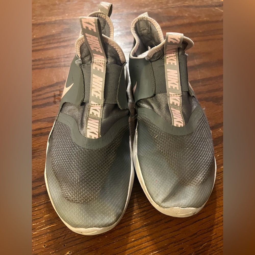 Nike Kids Gray and Pink Slip-On Sneakers